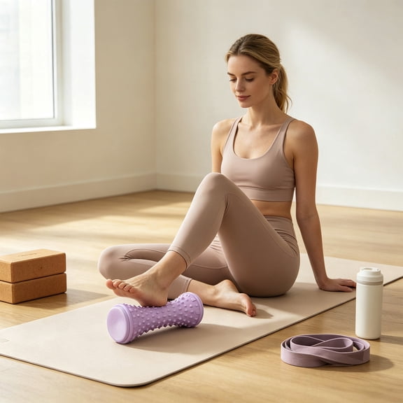 Purple Foot Massage Roller, Textured Silicone Deep Tissue, Portable Massage Stick for Campus and Home
