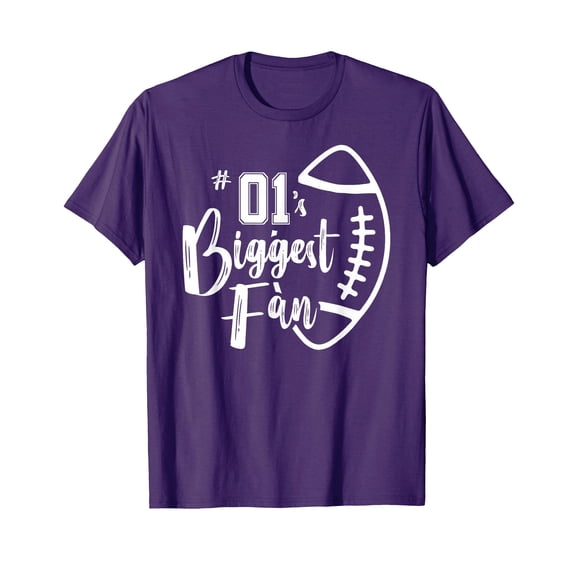 Purple Football Fan T-Shirt for Families - Celebrate #01's Biggest Fan in Style