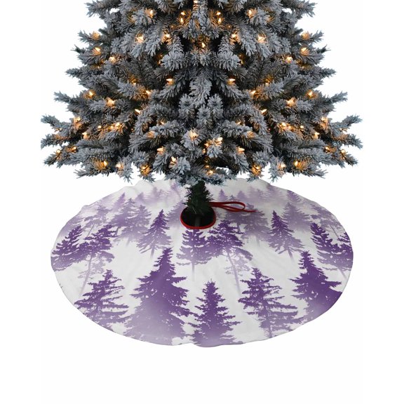 Purple Forest Christmas Tree Skirt 36 Inches Large Christmas Skirt Tree, Modern Abstract Silhouette Art Tree Skirt Christmas Decorations for Fireplace Party Holidays Indoor Outdoor