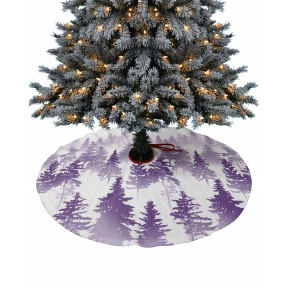 Purple Forest Christmas Tree Skirt 48 Inches Large Christmas Skirt Tree, Modern Abstract Silhouette Art Tree Skirt Christmas Decorations for Fireplace Party Holidays Indoor Outdoor
