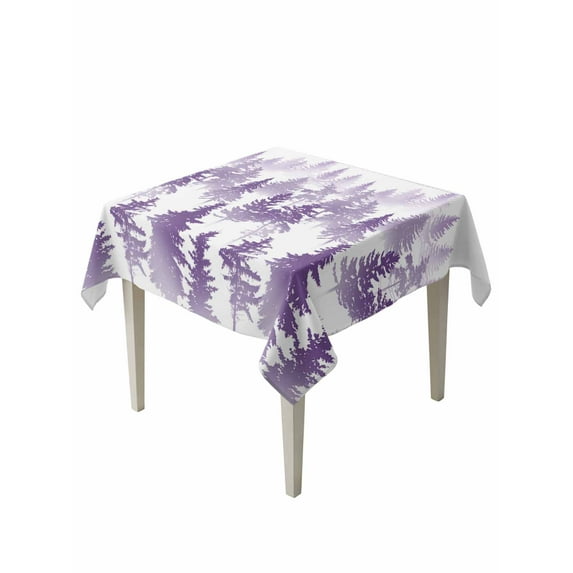 Purple Forest Table Cloth, Contemporary Silhouette Abstract Art Waterproof Tablecloth for Square Tables, Reusable Washable Fabric Table Cover for Restaurant Kitchen Dining Tables 60"x60"