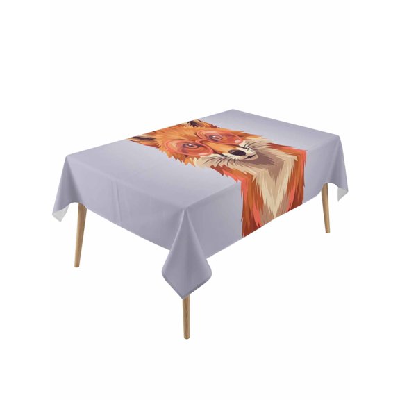 Purple Fox Table Cloth, Waterproof Tablecloth for Rectangle Tables, Funny Animals Modern Art Reusable Washable Fabric Table Cover for Restaurant Kitchen Dining Tables 60"x120"