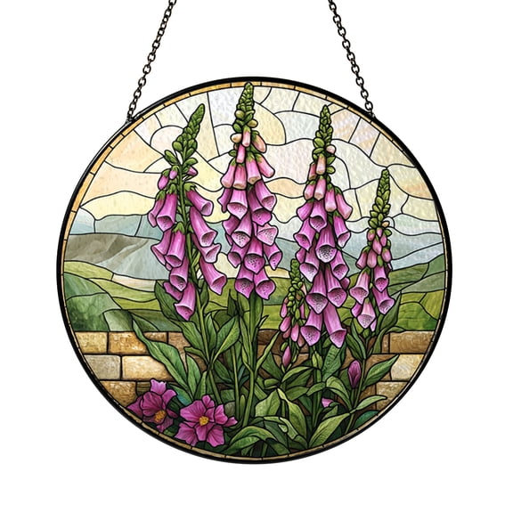 Purple Foxglove Glass Window Hanging Decor, Floral Suncatcher Art, Thoughtful Birthday Gift