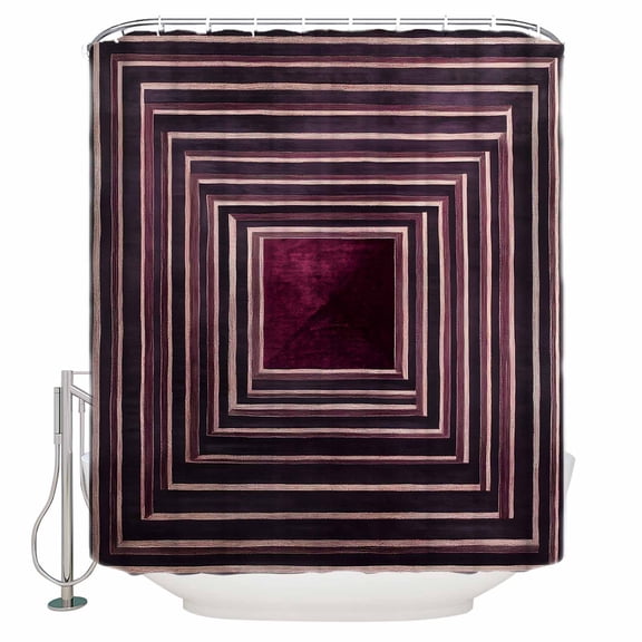 Purple Framed Geometric Bathroom Shower Curtains with 12 Hooks Polyester Waterproof Shower Curtain for Stalls and Bathtubs Vintage Modern Abstract Art Decorative Bathroom Privacy Curtain 36x72 Inches