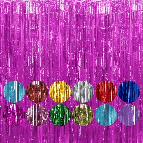 Purple Fringe Curtain Foil Backdrop Curtain 1PCS 3.3x8.2Ft Party Streamers Metallic Tinsel for Birthday Wedding Engagement Baby Shower Bachelorette Christmas Holiday Celebration Party Decorations