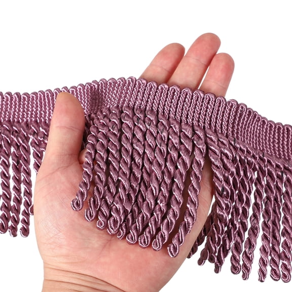 Purple Fringe Trim, 5 Yards x 4inch Fringe Trim Curtain Tassel Thick Long Fabric Sewing for Curtain Sofa Clothes DIY Decoration