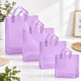 Purple Frosted Plastic Gift Bags with Handles, Assorted Sizes, 100 ...