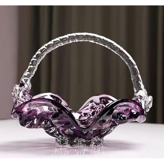 Purple Fruit Bowl Glass Vase - Elegant Tableware for Desserts and Special Occasions Serving$$Home Decor, Kitchen, & Other