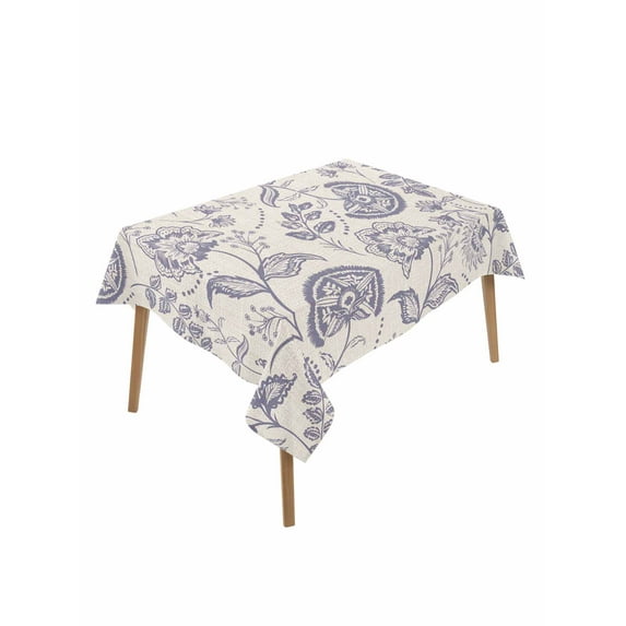 Purple Fruit Table Cloth, Country Retro Floral Botanical Plant Waterproof Tablecloth for Rectangle Tables, Reusable Washable Fabric Table Cover for Restaurant Kitchen Dining Tables 60"x102"