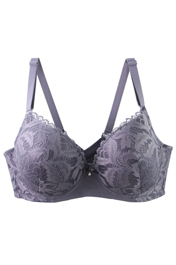 Purple Full Coverage Lace Underwire Bra for Women, Comfortable Seamless T-Shirt Nylon Spandex Bras, Plus Size Lingerie for Women E Cup 36E to 50E,Size 95E