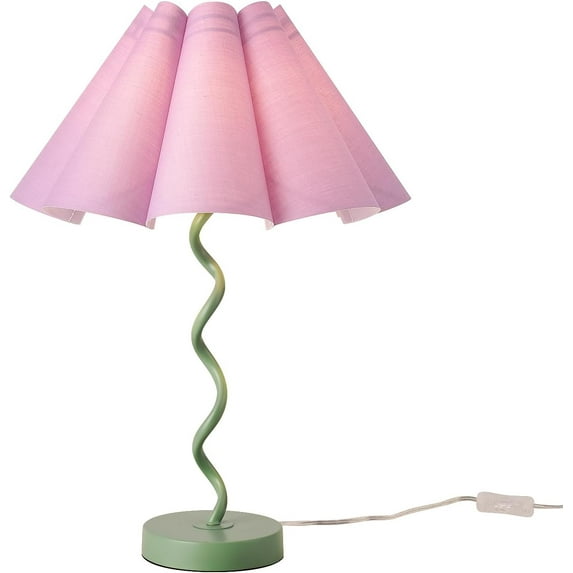 Purple Funky Table Lamp with Pleated Lamp Shape, Unique Table Lamp for Bedroom, Sage with Purple Table Lamp Bedside Lamps for Nightstand, Living Room (Purple)