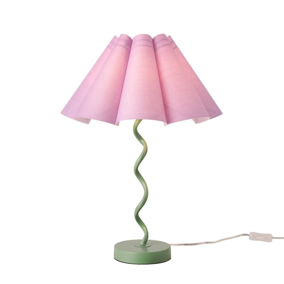 Purple Funky Table Lamp with Pleated Lamp Shape, Unique Table Lamp for Bedroom, Sage with Purple Table Lamp Bedside Lamps for Nightstand, Living Room (Purple)