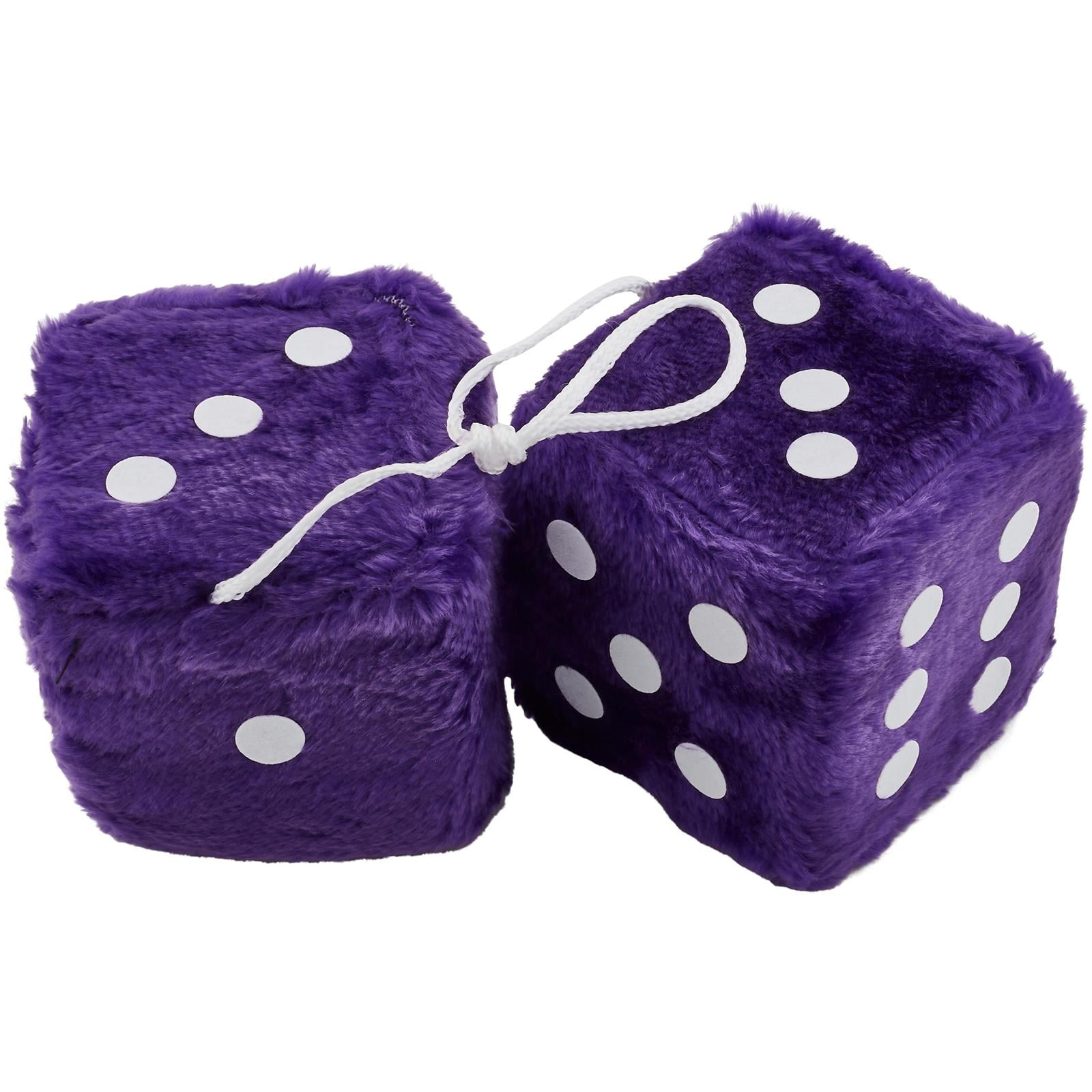 Purple fluffy dice for car discount