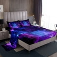 thumbnail image 1 of Purple Galaxy Bedding Set Queen Teens Starry Sky Fitted Sheet Space Universe Star Design,Soft Breathable Microfiber Flat Sheet Home Decorative 4 Pcs Bedding Decor Set 2 Pillow Cases, 1 of 5