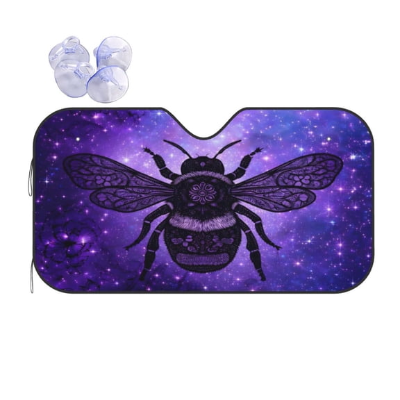 Purple Galaxy Bee Car Windshield Sun Shade Universal Fit Auto Sun Visor Protector