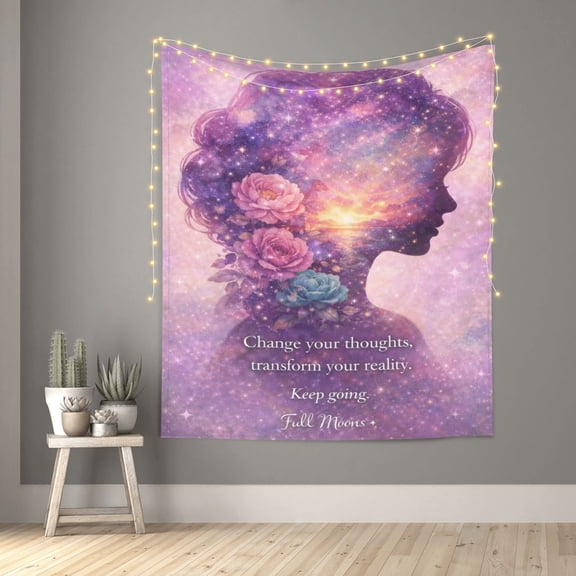 Purple Galaxy Cosmic Woman Silhouette Spiritual Tapestry Indian Wall Hanging Tapestries Room Decor for Bedroom Living Room Dorm 60X50inch