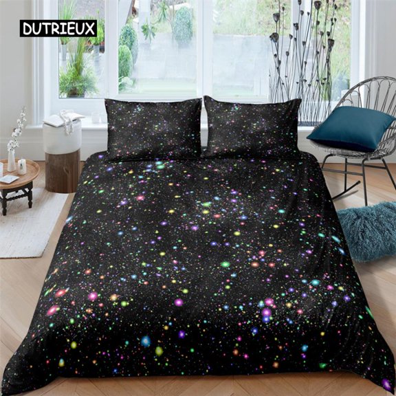 Purple Galaxy Duvet Cover Starry Sky Colorful Starry Bedding Set Outer Space Comforter Cover Sky Dream for Women Festival