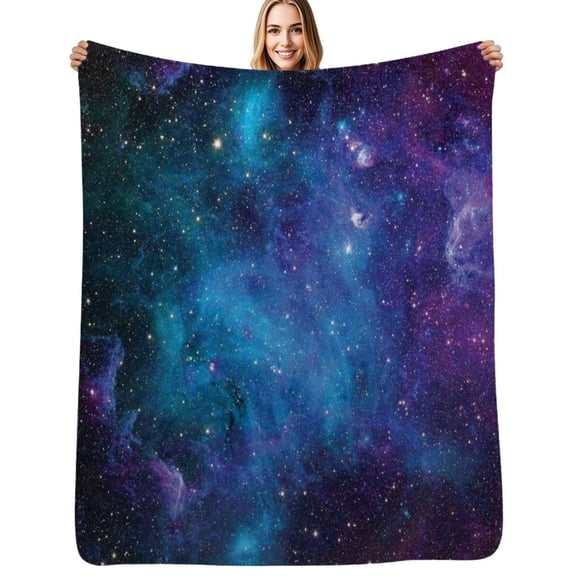 Purple Galaxy Flannel Blanket Warm Soft Bedding Throws Winter Camping Chair Sofa Bed