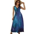 thumbnail image 1 of Purple Galaxy Womens Night Club Maxi Dress V Neck Sleeveless Bohemia Long Dresses, 1 of 9