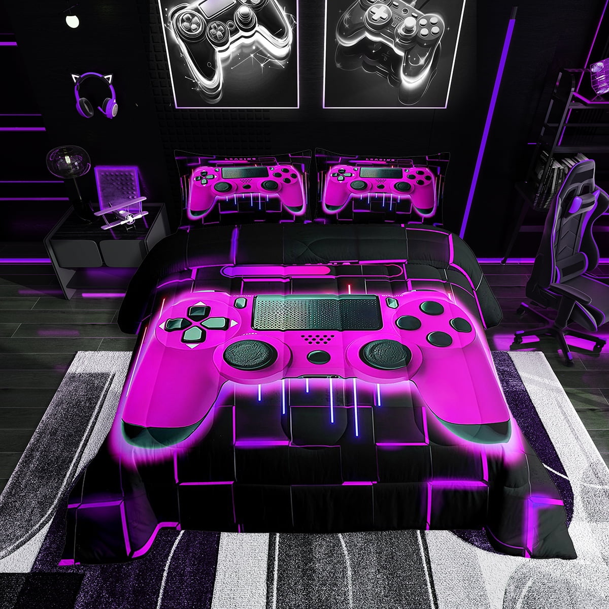 Purple Gaming Full Size Comforter Sets Gamer Comforter Full Size