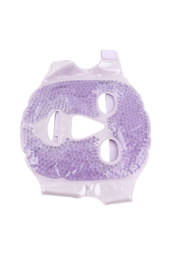 Purple Gel Bead Face Cover for Hot Cold Therapy, Reusable Stress Relief Mask