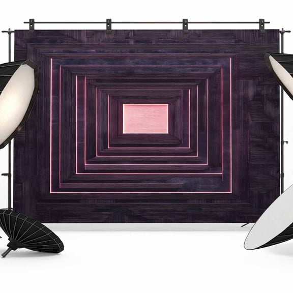 Purple Geometric Backdrop for Photography, Fabric Photo Background Backdrop, Framed Abstract Art Modern Photo Booth Background for Portrait Photoshoot Video Wedding Studio Decoration Banner 7x5ft