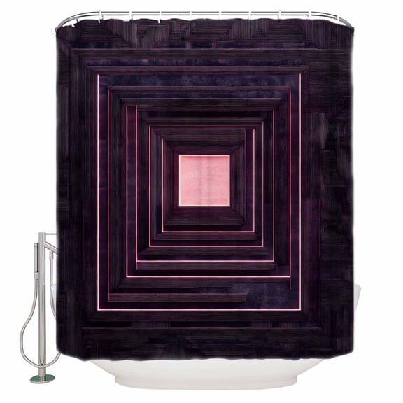 Purple Geometric Bathroom Shower Curtains with 12 Hooks Polyester Waterproof Shower Curtain for Stalls and Bathtubs Framed Abstract Art Modern Decorative Bathroom Privacy Curtain 36x72 Inches