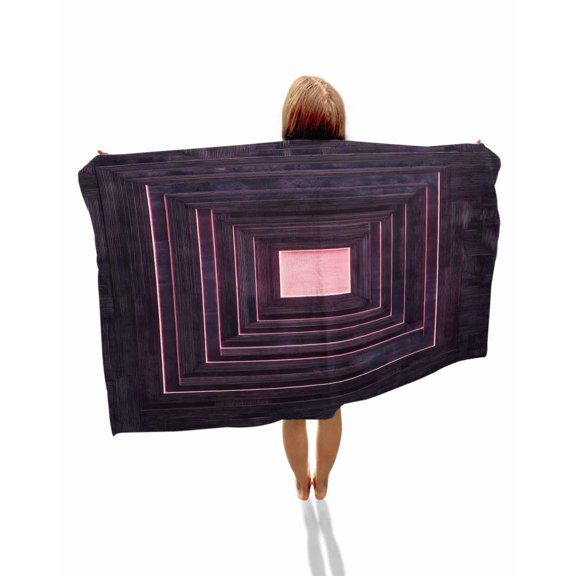 Purple Geometric Beach Towels Oversized Super Absorbent, Framed Abstract Art Modern Lightweight Bath Towel Quick Dry Sets For Bathroom/Pool/Rv Camping/Beach Play/Gym Room/Picnic 35"x70"