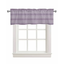Purple Geometric Linen Curtain Valance for Bedroom/Bathroom/Kitchen/Office/Living/Dining Room Window,Modern Abstract Art Plaid Aesthetics Rod Pocket Topper Decorative Cafe Drapes Panel 42"x18"