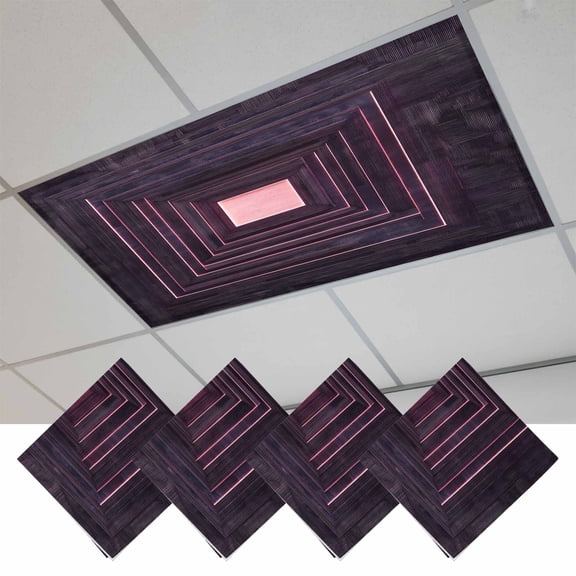 Purple Geometric Magnetic Fluorescent Light Covers for Ceiling Lights 2 x 4 Feet, Framed Abstract Art Modern Office Classroom Kitchen Drop Ceiling Light Covers Lighting Filters Shade Panel 4 Packs