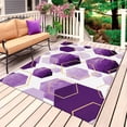 thumbnail image 1 of Purple Geometric Outdoor Rug 4x6 Ft, Non Slip Washable Area Rug, Gold White Hexagon Modern Patio Rugs Carpet Runner, Large Floor Mat for Indoor/Outdoor Deck Porch Camping, 1 of 8