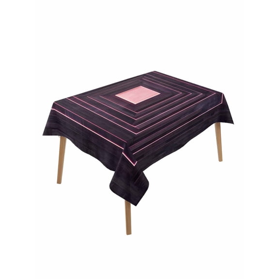 Purple Geometric Table Cloth, Framed Abstract Art Modern Waterproof Tablecloth for Rectangle Tables, Reusable Washable Fabric Table Cover for Restaurant Kitchen Dining Tables 60"x102"