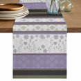 thumbnail image 1 of Purple Geometric Table Runner, Stripes Boho Spring Flowers Country Rural Washable Cotton Linen Table Runners 48 Inches Long, Dresser Scarf Runner for Nightstand/Coffee/End Tables 13''x48'', 1 of 9
