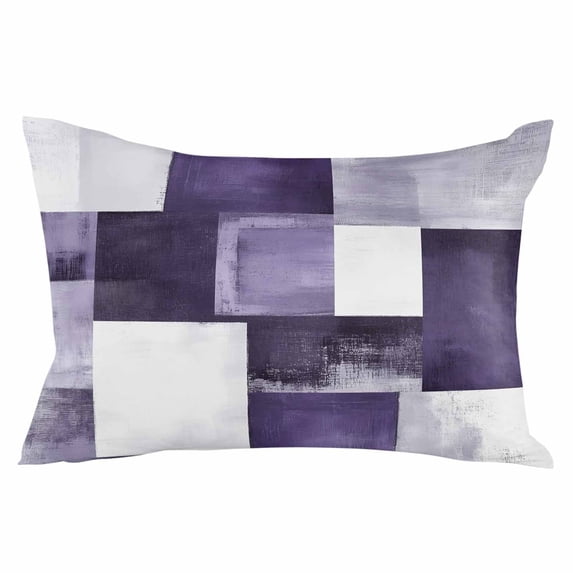 Purple Geometric Throw Pillow Cover 12 x 20 Inch Decorative Pillow Cover Vintage Oil Painting Contemporary Lumbar Pillowcase Seasonal Rectangle Cushion Case for Couch Sofa Bed Living Room