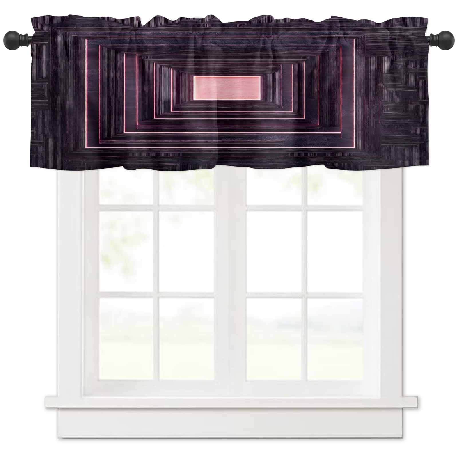 Purple Geometric Valances for Windows Farmhouse Kitchen Curtains ...