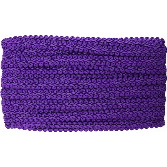 Purple Gimp Braid Trim Roll - 3/8 in 30 YDS Flat Fabric French Braided Trim Ribbon - Purple Trim by The Yard for Sewing Upholstery Curtain