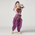 thumbnail image 1 of Purple Girls Middle Eastern Belly Dance Costume Set - 100% Polyester 5-13 Years with Coin Embellishments & Flowy Harem Pants, Complete Performance Outfit,Size 5-7 T, 1 of 7