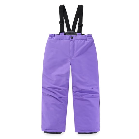 Purple Girls Snow Pants Water Resistant Insulated Kids Winter Ski Pants with Adjustable Suspenders,Size 9-10T