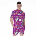 thumbnail image 1 of Purple Girly Unicorn Pattern Short Sleeve Men'S Rompers Casual Summer Jumpsuits Outfit, 1 of 4