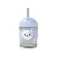 thumbnail image 1 of Purple Glass Cartoon Kids Drinking Cup With Straw And Leak-Proof Design For Children’S Use, Home And School, 5.43X3.19X3.19In 0.54Lb, 1 of 7