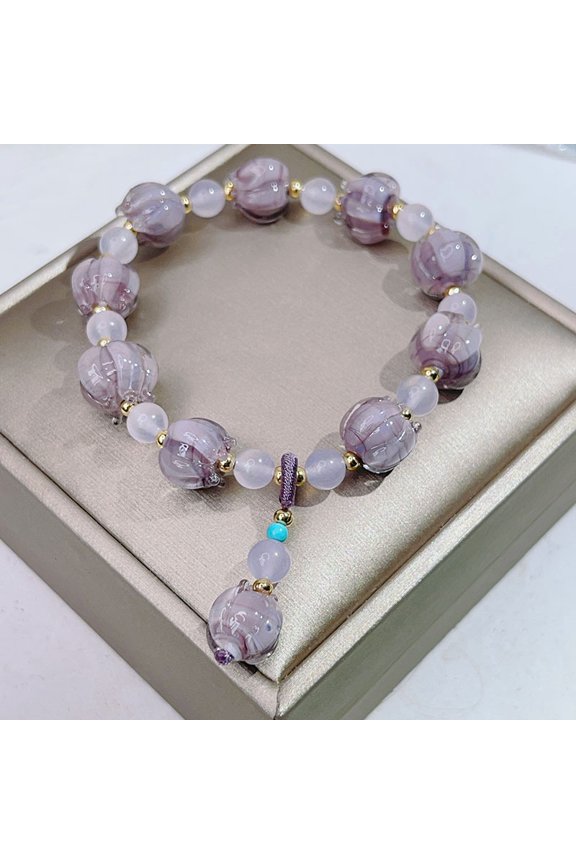 Purple Glass Lotus Bracelet Crafts Gift