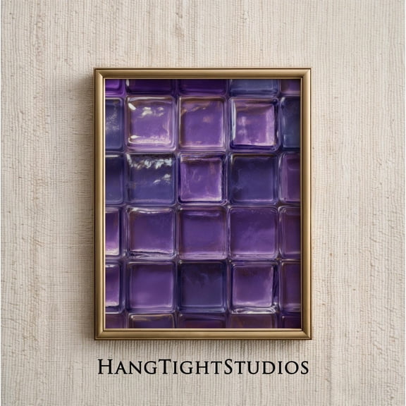 Purple Glass Tile Retro Amethyst Blocks Mid Century Modern Decor Poster Wall Art Print