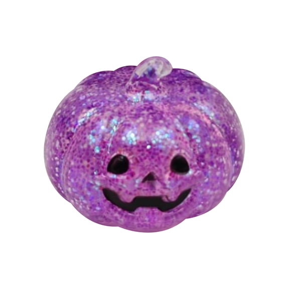 Purple Glitter Jack O Lantern, Halloween Party Decorations, Relaxation Toys, Squeeze Relaxation, 3 Inch Flexible Squeeze, Fun Hand Exercise Squeeze Desk Accessory 1 Piece