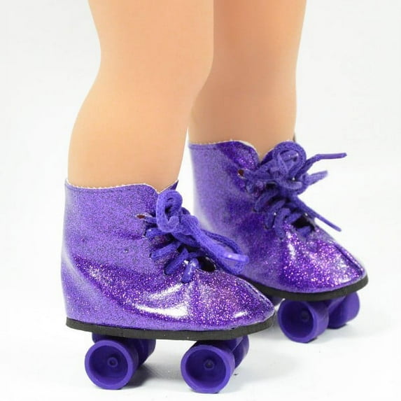 Purple Glitter Roller Skates for 18 Inch Dolls
