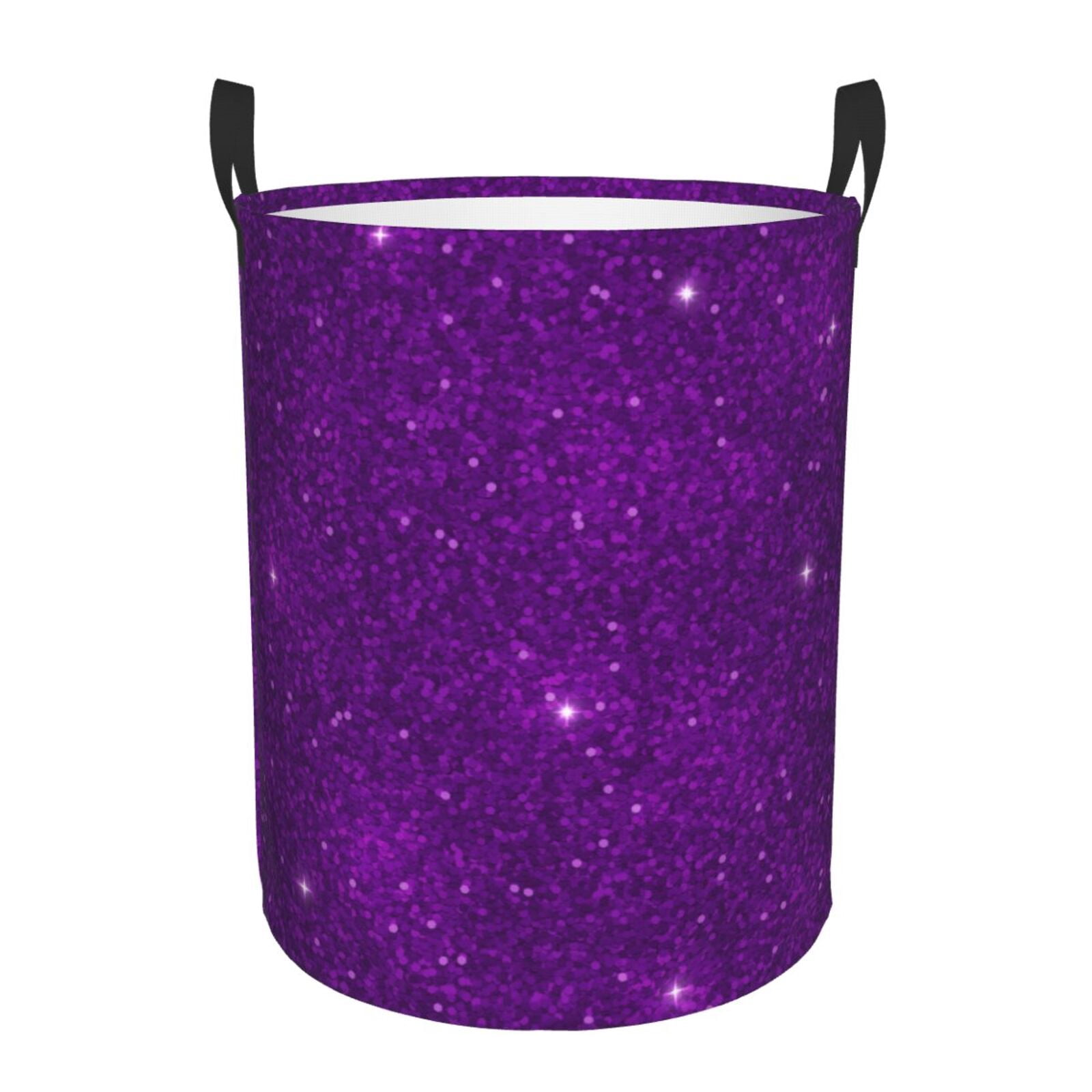 Cherry Blossoms Foldable Laundry Basket - 16x20.8 Inch, Waterproof Pink Glitter Hamper, Collapsible For Storage, With Handles, Multi-Purpose Organizer