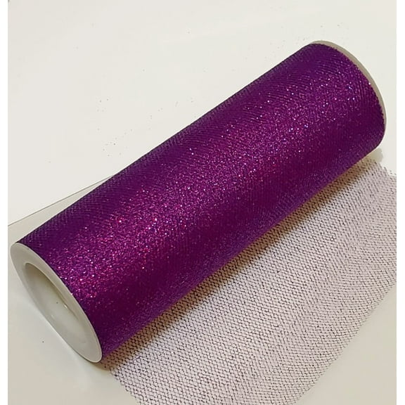 Purple Glitter Tulle Fabric - 6 Inches Wide X 10 Yards