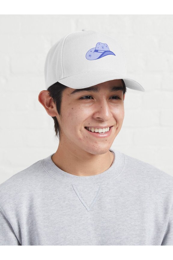 Purple Glitter Western Headwear Baseball Cap, Cowboy Drawing Graphic Design, Classic Hat