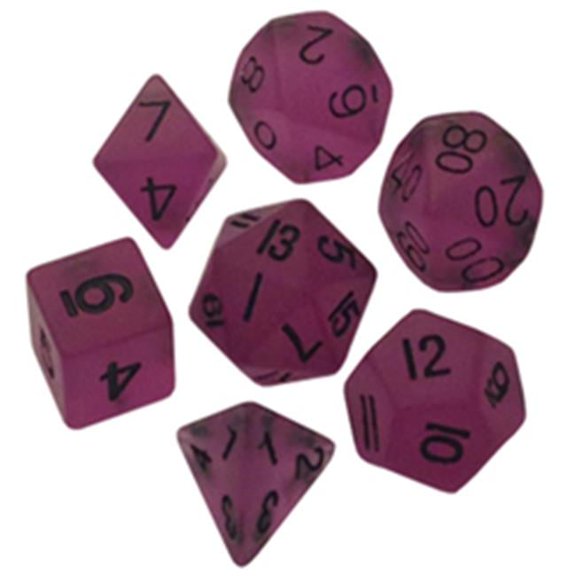 Purple Glow Dark Resin Dice Set
