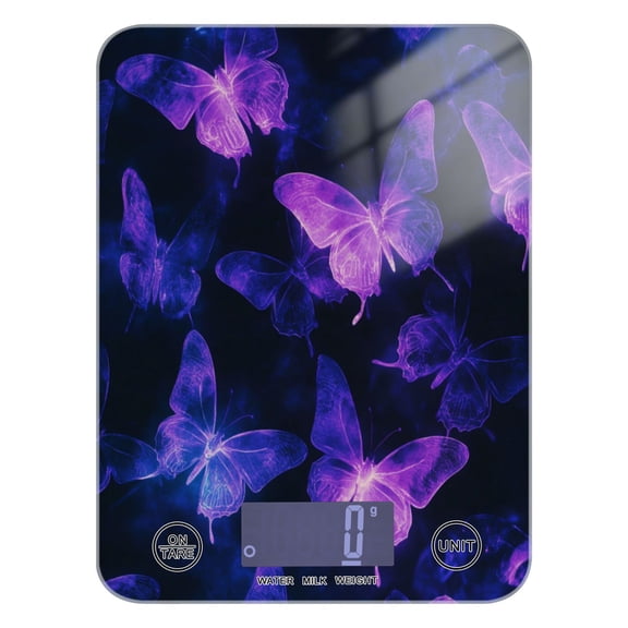 Purple Glowing Butterflies Food Scale Digital Kitchen Scale Waterproof Grams Ounces lbs for For Baking and Cooking