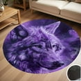 thumbnail image 1 of Purple Glowing Wolf Round Carpet Living Room Bedroom Home Decoration Coffee Table Mat Lounge Rug Chair Mats, 1 of 5